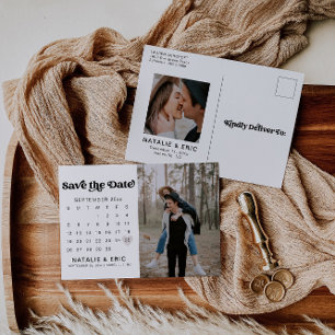 Retro Modernes Foto Save the Date Postkarte