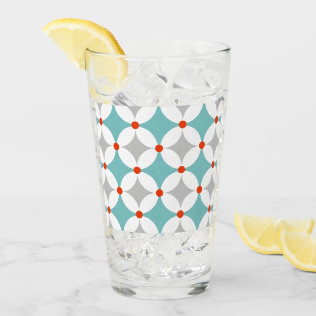 Retro Modernes geometrisches Muster des Mittelzent Glas (Vorderseite Ice)