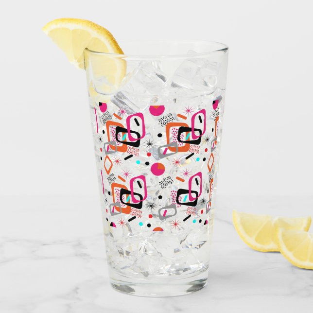 Retro Modernes geometrisches Musterglas Mitte Jahr Glas (Vorderseite Ice)