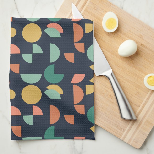 Retro Modernes geometrisches Tribal Geschirrtuch (Viertel Falte)