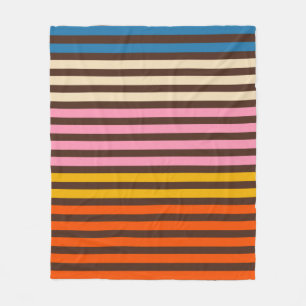 Retro Modernes gestreiftes Muster braun orange ros Fleecedecke