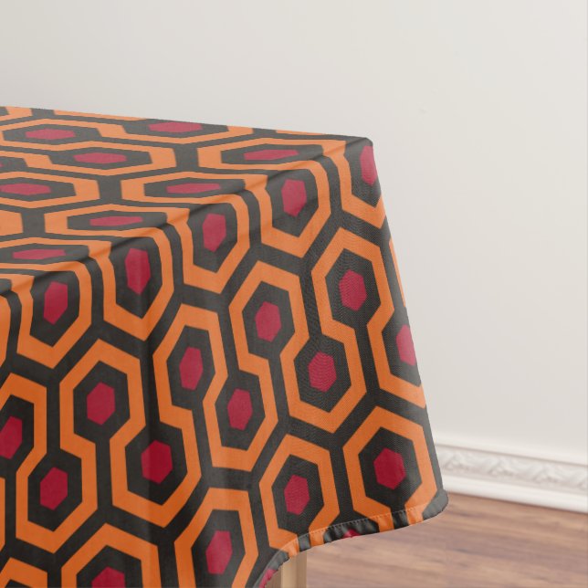 Retro modernes orange rotbraunes Hexagon-Muster Tischdecke (Beispiel)