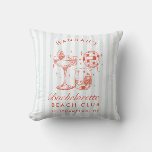 Retro modernes Orange und blaue Streifen Junggesel Kissen