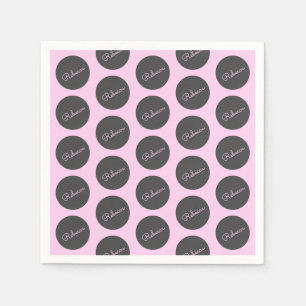 Retro-modernes Pink & Gray Modernes Polka Dot Desi Serviette