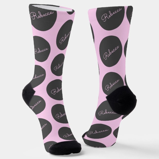 Retro-modernes Pink & Gray Modernes Polka Dot Desi Socken (Gewinkelt)