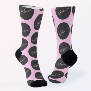 Retro-modernes Pink & Gray Modernes Polka Dot Desi Socken