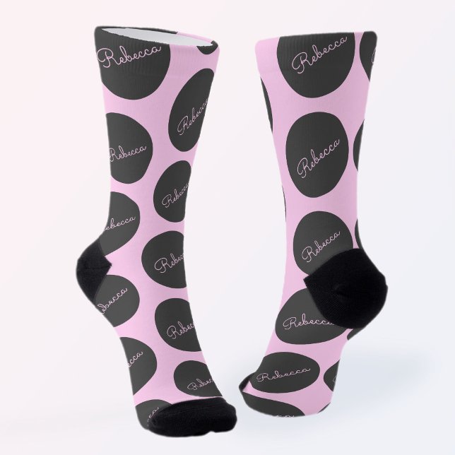 Retro-modernes Pink & Gray Modernes Polka Dot Desi Socken (Von Creator hochgeladen)