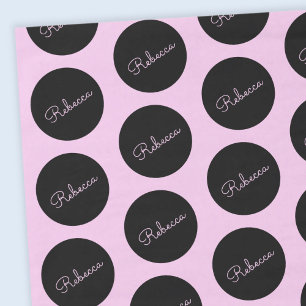 Retro-modernes Schwarz & Pink Polka Dot Design Seidenpapier