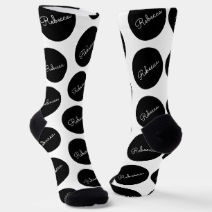 Retro-modernes Schwarz-Weiß-Polka-Dotdesign Socken