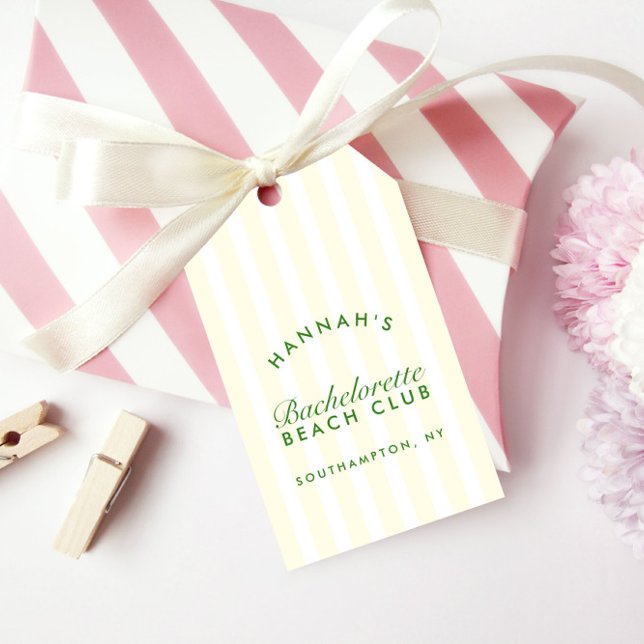 Retro Modernes Vintag-Gelb- und Grünbachelorett Geschenkanhänger (Retro Modern Vintage Yellow & Green Bachelorette Gift Tags)