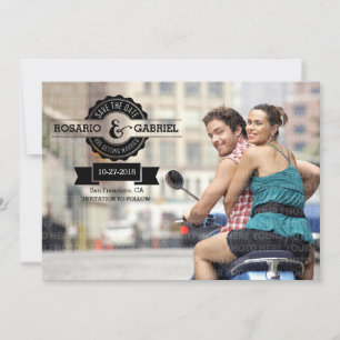 Retro Modernes Vintages Abzeichen Foto Save the Da Date