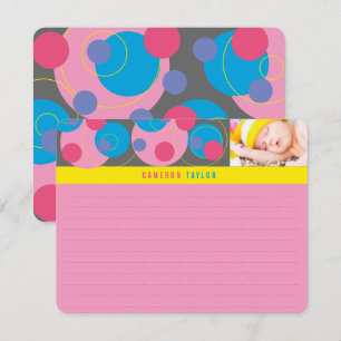 Retro-Modus Blasen Kreise Punkte Rosa Blau Kinder Dankeskarte