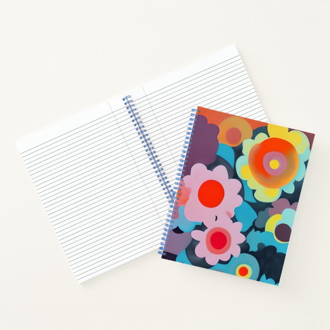 Retro-Modus-Blumen  Notizbuch (Innenseite)