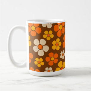 Retro-Modus Blumenmuster im Stil der 1960er Jahre Kaffeetasse