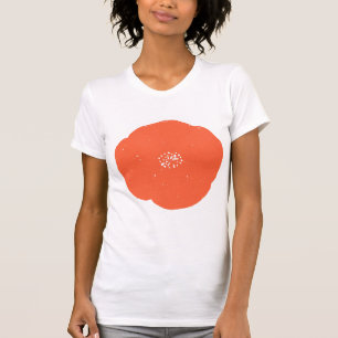 Retro-Mohn-Blumenkunst in vintage Orange und Weiß T-Shirt