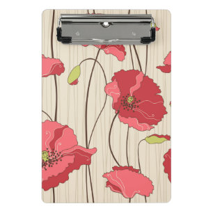 Retro-Mohn-Muster Mini Klemmbrett