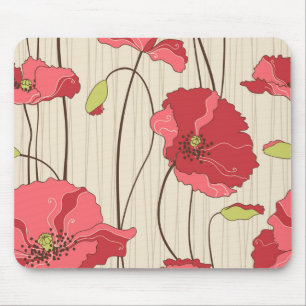 Retro-Mohn-Muster Mousepad