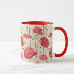 Retro-Mohn-Muster Tasse
