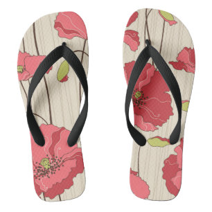 Retro Mohnblumen-Muster Flip Flops