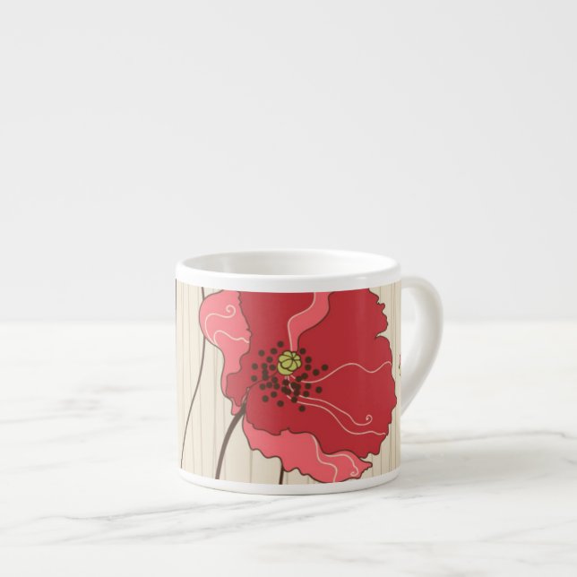 Retro-Mohnmuster Espressotasse (Vorderseite Rechts)