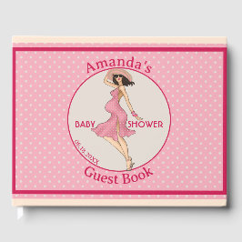 Retro Mommy Brunette Baby Shower Party  Gästebuch