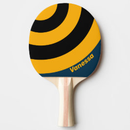 Retro mondbeschienene Gezeiten-Kreis-Streifen mit Tischtennis Schläger
