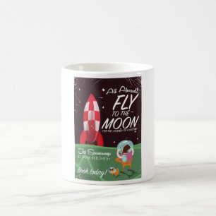 Retro-Mondflug-Cartoon-Reiseposter Tasse