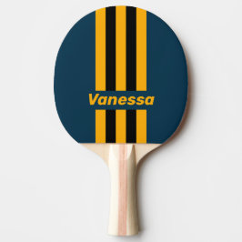 Retro Mondlicht Gezeiten Pin Streifen mit Namen Tischtennis Schläger