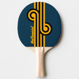 Retro Mondlicht-Gezeiten-Schleife mit Namen Tischtennis Schläger