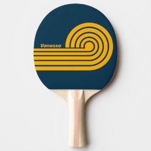 Retro Mondlicht-Tiden-Doppel-Curl-Streifen mit Nam Tischtennis Schläger