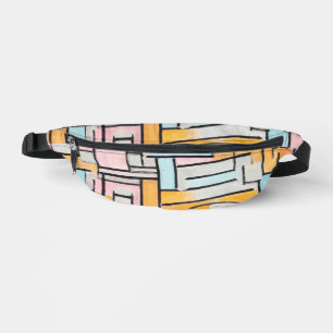 Retro-Mondrian-Ästhetik in Rosa und Blau Bauchtasche