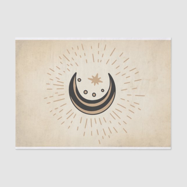 Retro-Mondsterne Vintages Sepia-Papier Seidenpapier (Vorderseite)