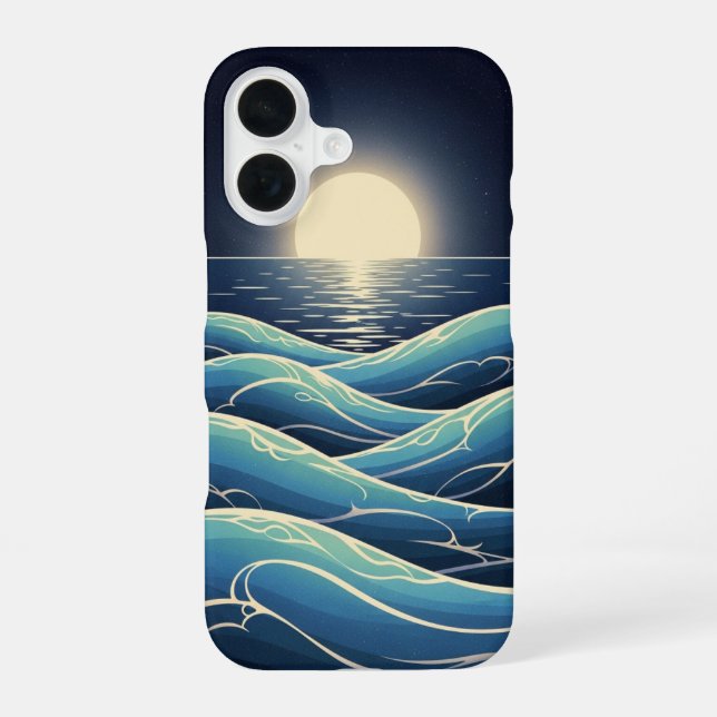 Retro Mondwellen iPhone 16 Hülle (Rückseite)