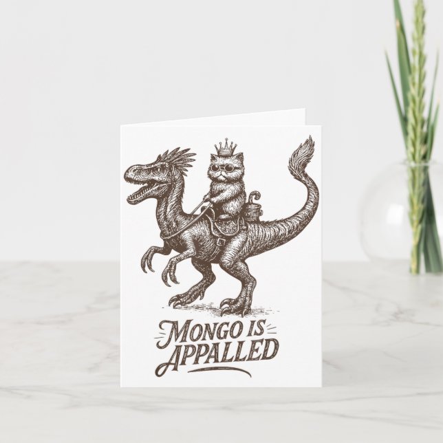 Retro Mongo Is Appalled Princess Cat Riding Dinosa Karte (Vorderseite)