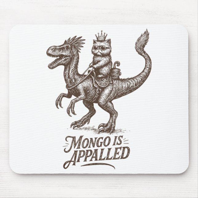 Retro Mongo Is Appalled Princess Cat Riding Dinosa Mousepad (Vorne)