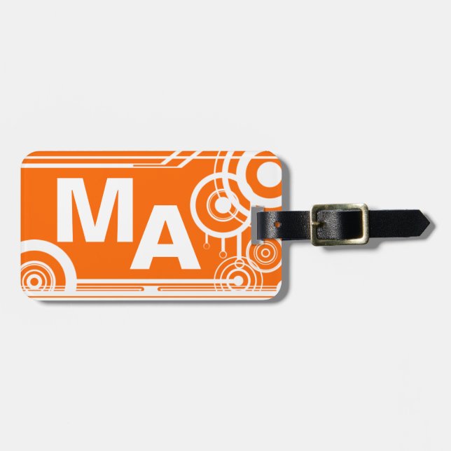 Retro Mongram Orange Gepäckanhänger (Vorderseite horizontal)