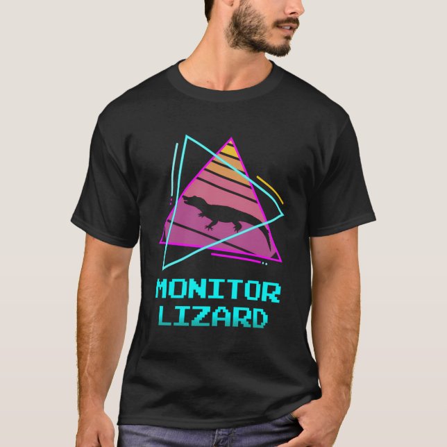 Retro Monitor Lizard Lizards T-Shirt (Vorderseite)