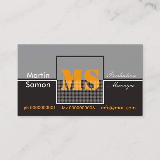 Retro Monogram Business Cards Visitenkarte (Vorderseite)