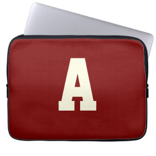 Retro-Monogramm Alpha Burgunder Creme Laptopschutzhülle