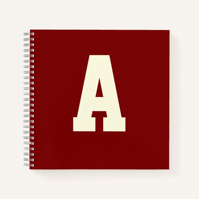 Retro-Monogramm Alpha Burgunder Creme Notizbuch (Vorderseite)