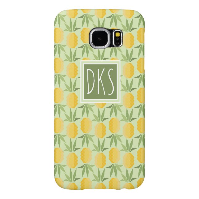 Retro Monogramm der Ananas-| Case-Mate Samsung Galaxy Hülle (Rückseite)