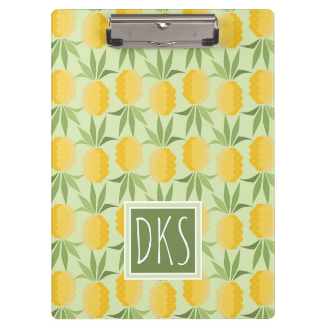 Retro Monogramm der Ananas-| Klemmbrett (Vorderseite)