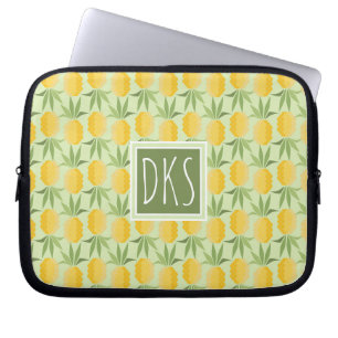 Retro Monogramm der Ananas- Laptopschutzhülle