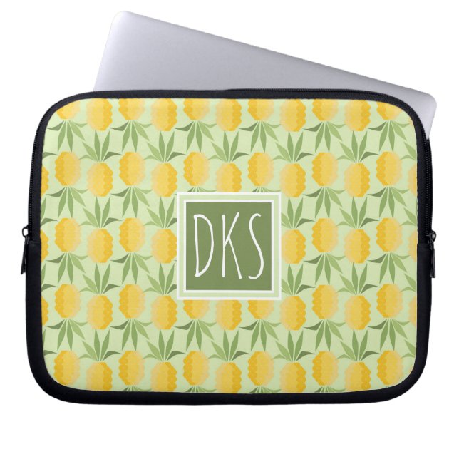 Retro Monogramm der Ananas-| Laptopschutzhülle (Vorderseite)