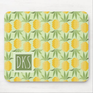 Retro Monogramm der Ananas-  Mousepad