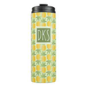 Retro Monogramm der Ananas-  Thermosbecher