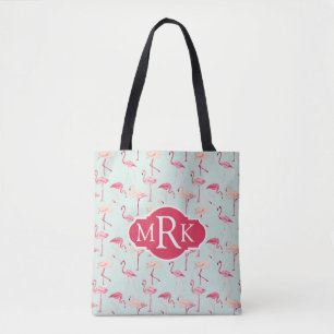 Retro Monogramm des Flamingo-Muster-