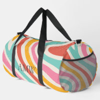 Retro-Monogramm farbige wellige Streifen