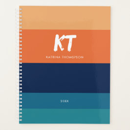 Retro-Monogramm für Vintage Farben und Streifen Planer