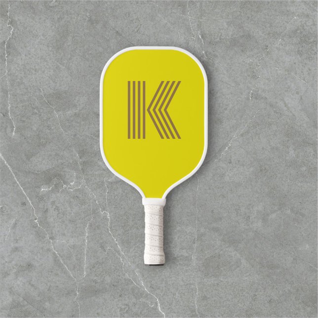 Retro Monogramm gelb Pickleball Schläger (Von Creator hochgeladen)